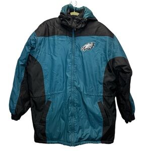 NFL Philadelphia Eagles Black & Midnight Green Winter Heavy Jacket With Hood